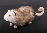 Opossum - Handmade plush animal - realistic faux fur