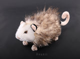 Opossum - Handmade plush animal - realistic faux fur