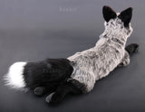 Large Silver Fox - Handmade plush animal - realistic faux fur