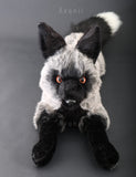 Large Silver Fox - Handmade plush animal - realistic faux fur