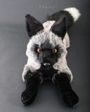 Large Silver Fox - Handmade plush animal - realistic faux fur