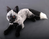 Large Silver Fox - Handmade plush animal - realistic faux fur