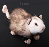 Opossum - Handmade plush animal - realistic faux fur