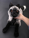 Large Silver Fox - Handmade plush animal - realistic faux fur