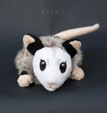 Opossum - small floppy - handmade plush animal