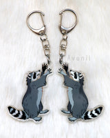 Grabby Raccoon - Clear Acrylic Charm - 2 inch double sided keychain
