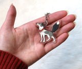 Scarf Fox - Silver and Platinum Foxes - Acrylic Charm - 2 inch double sided keychain
