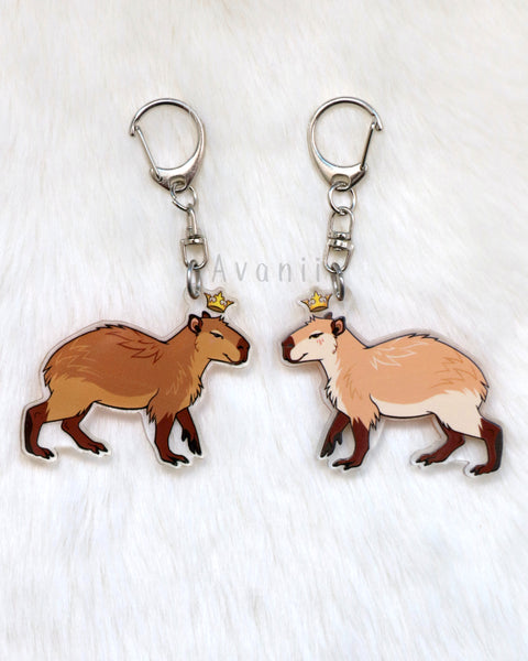 Royal Beasts: Capybara -  Acrylic Charm - 2 inch double sided keychain