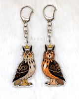 Royal Beasts: Owl - Acrylic Charm - 2 inch double sided keychain