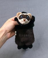 Dark Sable Ferret or Polecat - small floppy - handmade plush animal