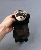 Dark Sable Ferret or Polecat - small floppy - handmade plush animal