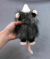 Granite Opossum - small floppy - handmade plush animal