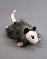 Granite Opossum - small floppy - handmade plush animal