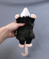 Obsidian Opossum - small floppy - handmade plush animal