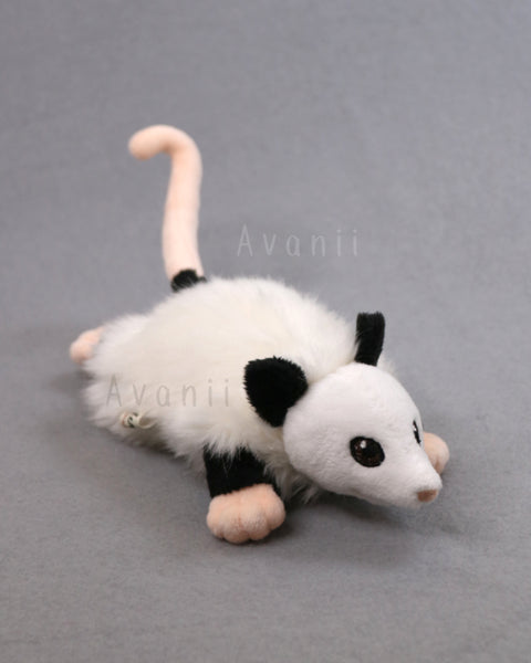 Alabaster Opossum - small floppy - handmade plush animal