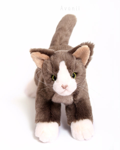 Tuxedo Cat - Handmade plush animal - realistic faux fur