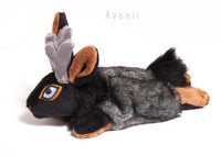 Black and Tan Jackalope / Horned Rabbit - small floppy - handmade plush animal
