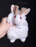 Albino Jackalope / Horned Rabbit - small floppy - handmade plush animal