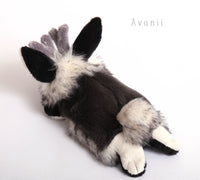 Shadow Jackalope / Horned Rabbit 2 - small floppy - handmade plush animal