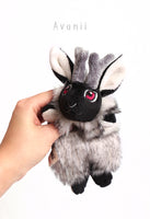 Shadow Jackalope / Horned Rabbit 2 - small floppy - handmade plush animal