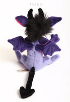 Purple Demon / Devil - handmade fantasy plush - minky miniature