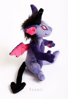 Purple Demon / Devil - handmade fantasy plush - minky miniature