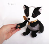 Badger Companion - handmade plush animal - minky miniature