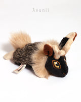 Black and Gold Jackalope / Horned Rabbit - small floppy - handmade plush animal