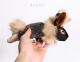 Black and Gold Jackalope / Horned Rabbit - small floppy - handmade plush animal