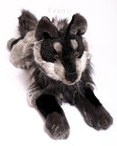 Tarnished Silver Wolf - Large handmade plush animal - realistic faux fur