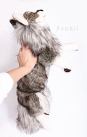 Winter Grey Wolf - Large handmade plush animal - realistic faux fur