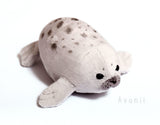 Grey Spotted Seal - handmade plush animal - minky miniature