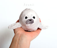 Grey Spotted Seal - handmade plush animal - minky miniature
