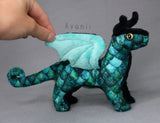 Emerald Dragon - Handmade original plush - minky miniature