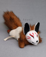 Pumpkin Spice - Masked Kitsune - handmade plush animal