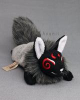 Silver Fox - Masked Kitsune - handmade plush animal
