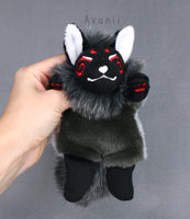 Silver Fox - Masked Kitsune - handmade plush animal