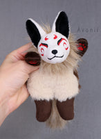 Treebark Masked Kitsune - handmade plush animal