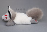 Snow Storm Masked Kitsune - handmade plush animal