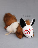 Pumpkin Spice 2 - Masked Kitsune - handmade plush animal