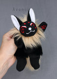 Black and Gold Masked Kitsune - handmade plush animal