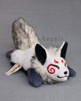 Glacier Masked Kitsune - handmade plush animal