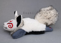 Glacier Masked Kitsune - handmade plush animal