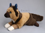 Shepherd Puppy Dog - Handmade plush animal - realistic faux fur