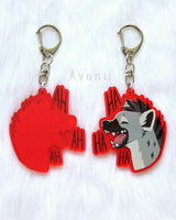 Laughing Hyena - Red Acrylic Charm - 2 inch single sided keychain