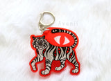 Tiger's Eyes - Red Acrylic Charm - 2 inch single sided keychain