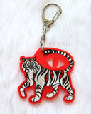 Tiger's Eyes - Red Acrylic Charm - 2 inch single sided keychain
