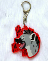 Laughing Hyena - Red Acrylic Charm - 2 inch single sided keychain