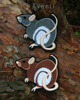 Grey Hooded Rat - Embroidered Iron-on Patch