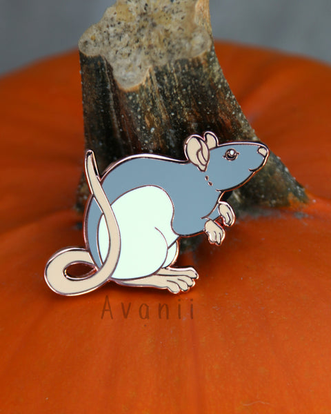 Little Companion: Standing Grey Rat - Hard Enamel Pin
